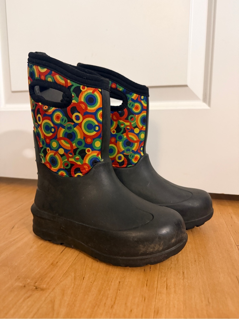 Kids Bog Boots with Colorful Circle Print Shaft